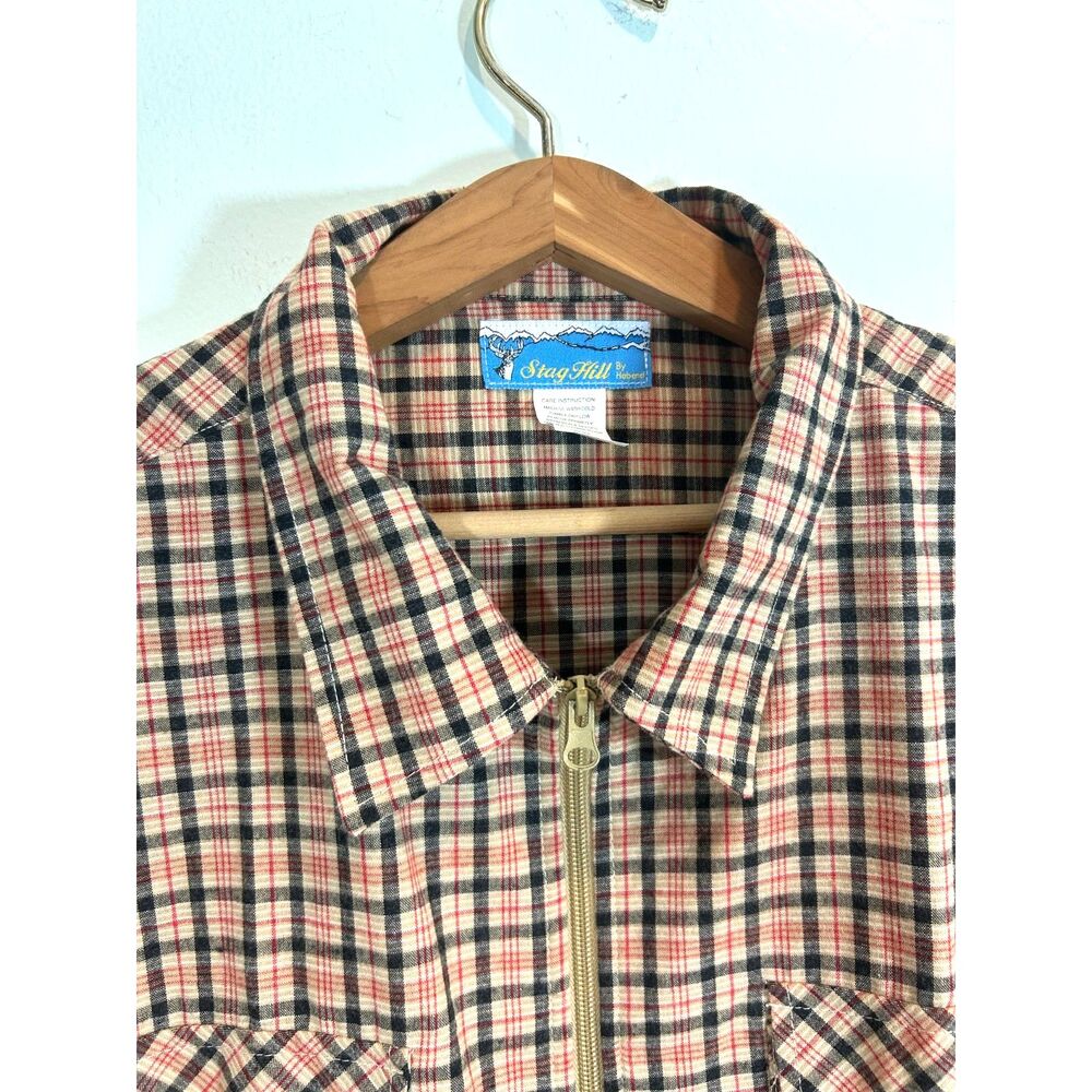 Stag Hill by Haband Red Tan Black Plaid Size L Zip Up Shacket Outdoors Camping - Picture 3 of 11